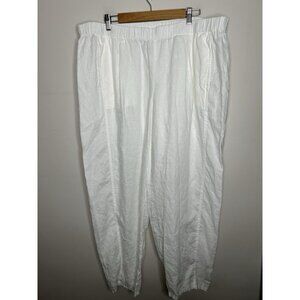 Eileen Fisher Organic Cotton Knit Wide Leg Pants White Elastic Waist Size 1X